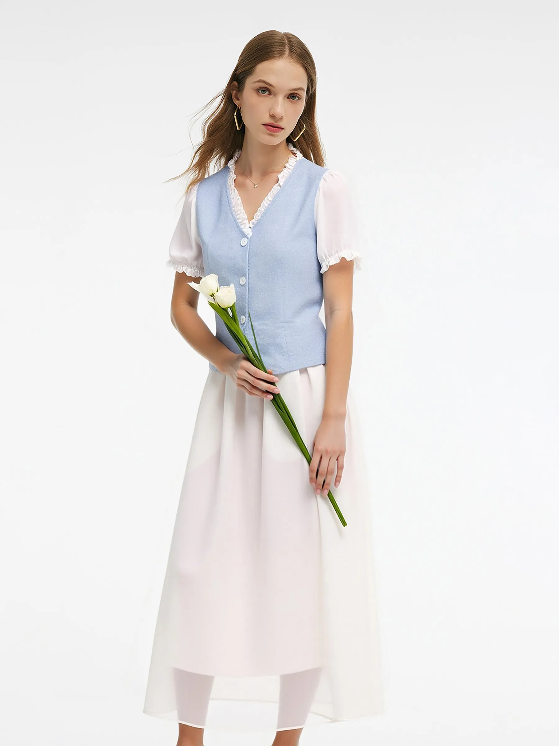 Tweed Sequins Patchwork Crop Jacket And Lyocell Blend Skirt Two-Piece Set sold by Goelia product image thumbnail 4