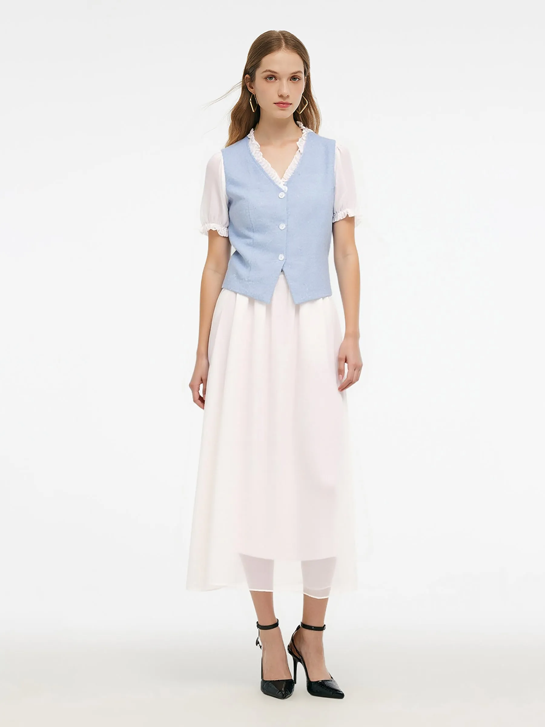 Tweed Sequins Patchwork Crop Jacket And Lyocell Blend Skirt Two-Piece Set sold by Goelia product image thumbnail 3