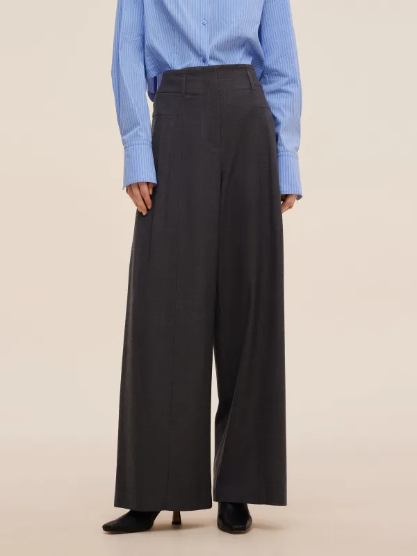 Wool Blend Women High Waisted Wide Leg Pants sold by Goelia