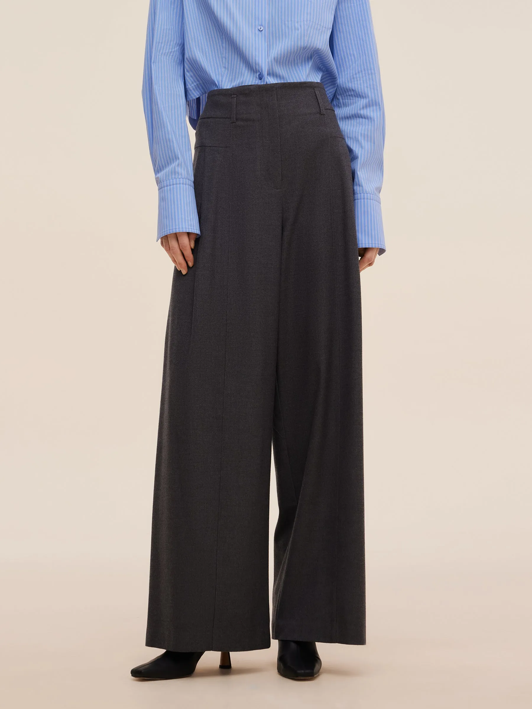 Wool Blend Women High Waisted Wide Leg Pants sold by Goelia