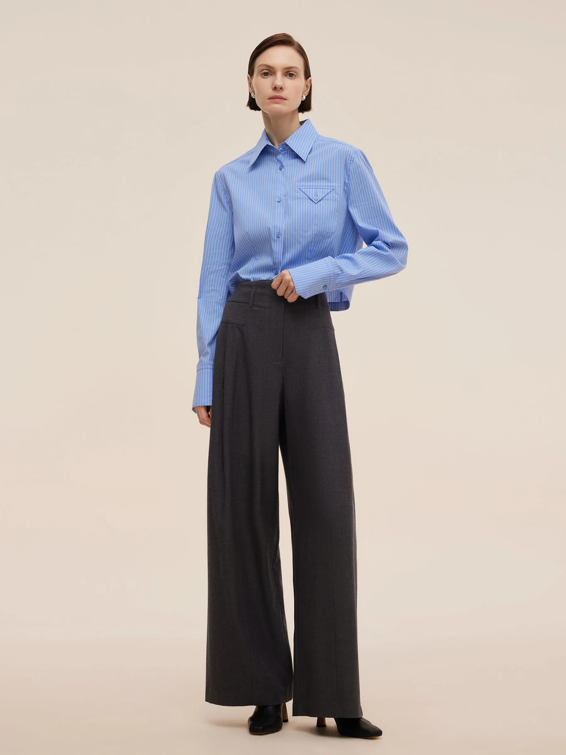 Wool Blend Women High Waisted Wide Leg Pants sold by Goelia product image thumbnail 3