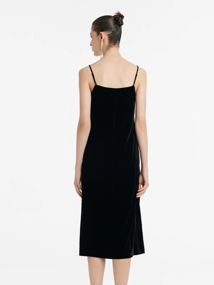 Silk Blend Spaghetti Strap Women Midi Velvet Dress sold by Goelia product image thumbnail 5