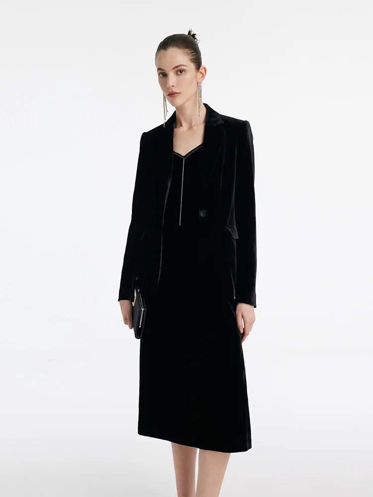 Silk Blend Spaghetti Strap Women Midi Velvet Dress sold by Goelia product image thumbnail 3