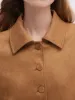 Faux Suede Women Single Breasted Crop Jacket sold by Goelia