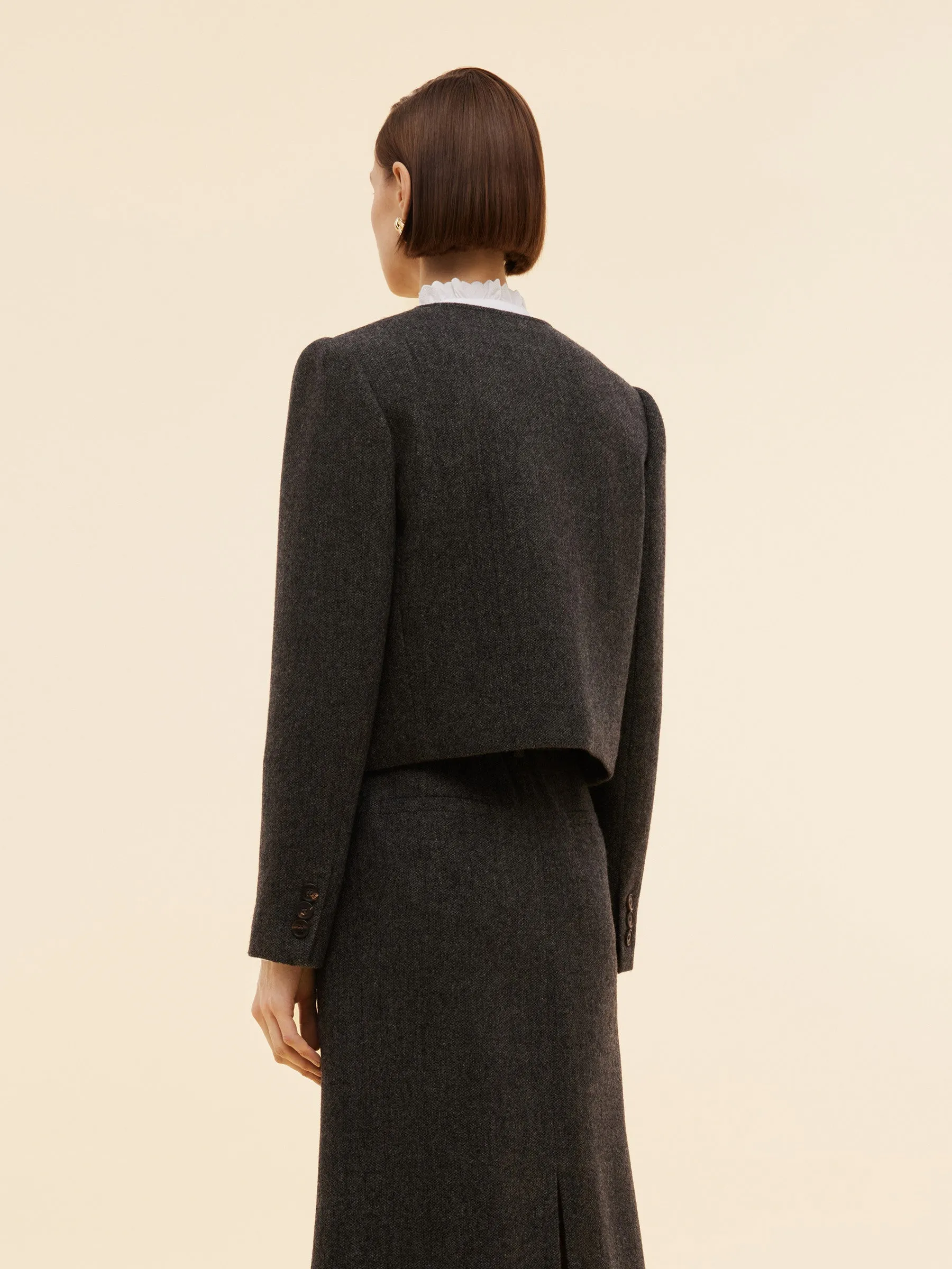 100% Washable Wool Double Breasted Women Crop Jacket sold by Goelia product image thumbnail 4