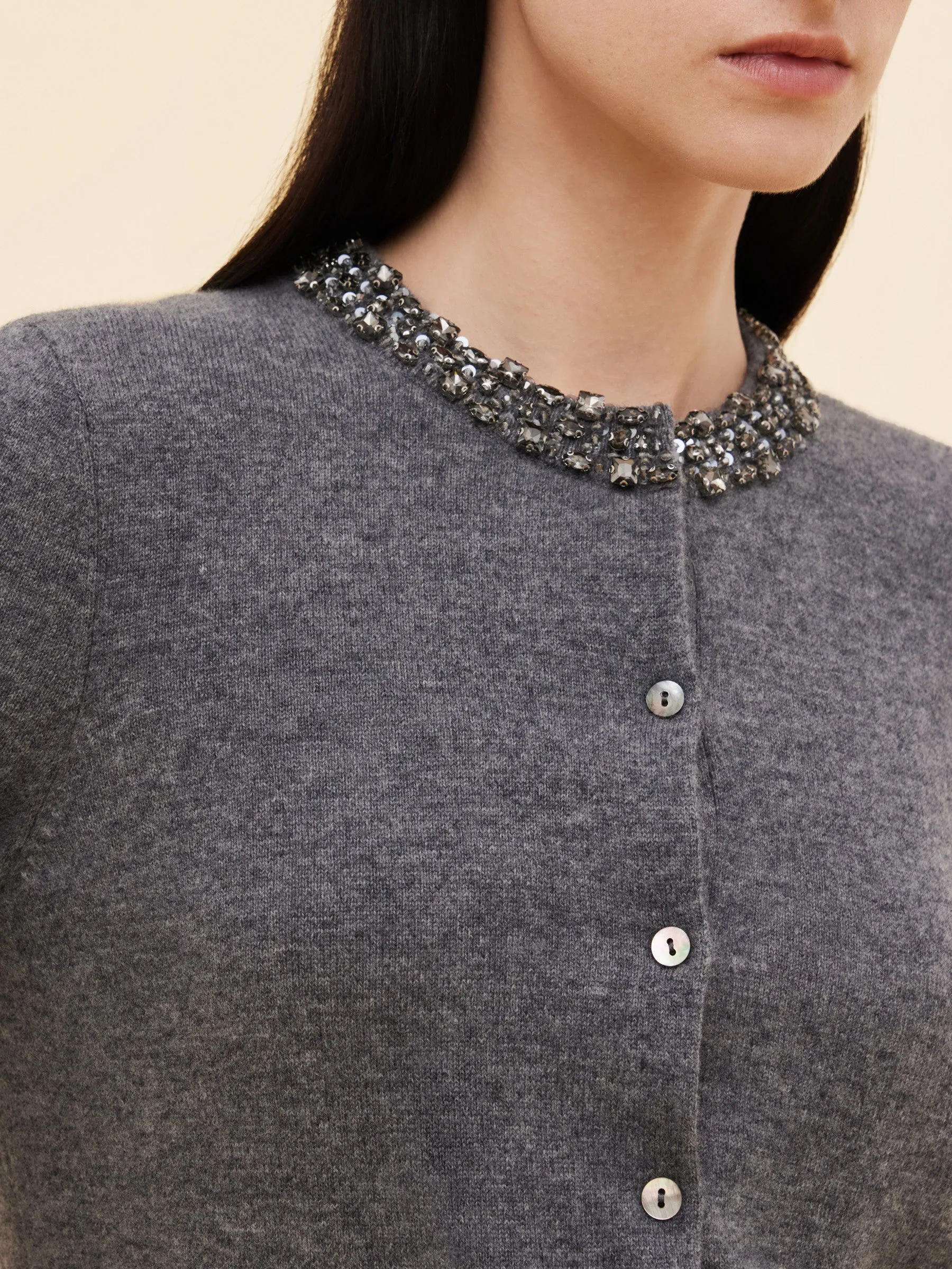 100% Wool Beaded Round Neck Women Cardigan sold by Goelia product image thumbnail 5