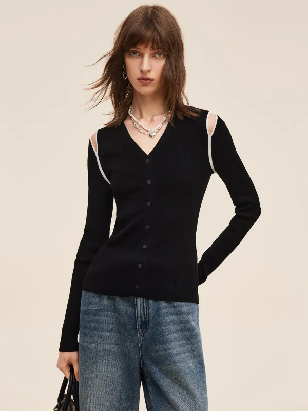 Lyocell Blend Women Cut Out Shoulder Knit Top sold by Goelia