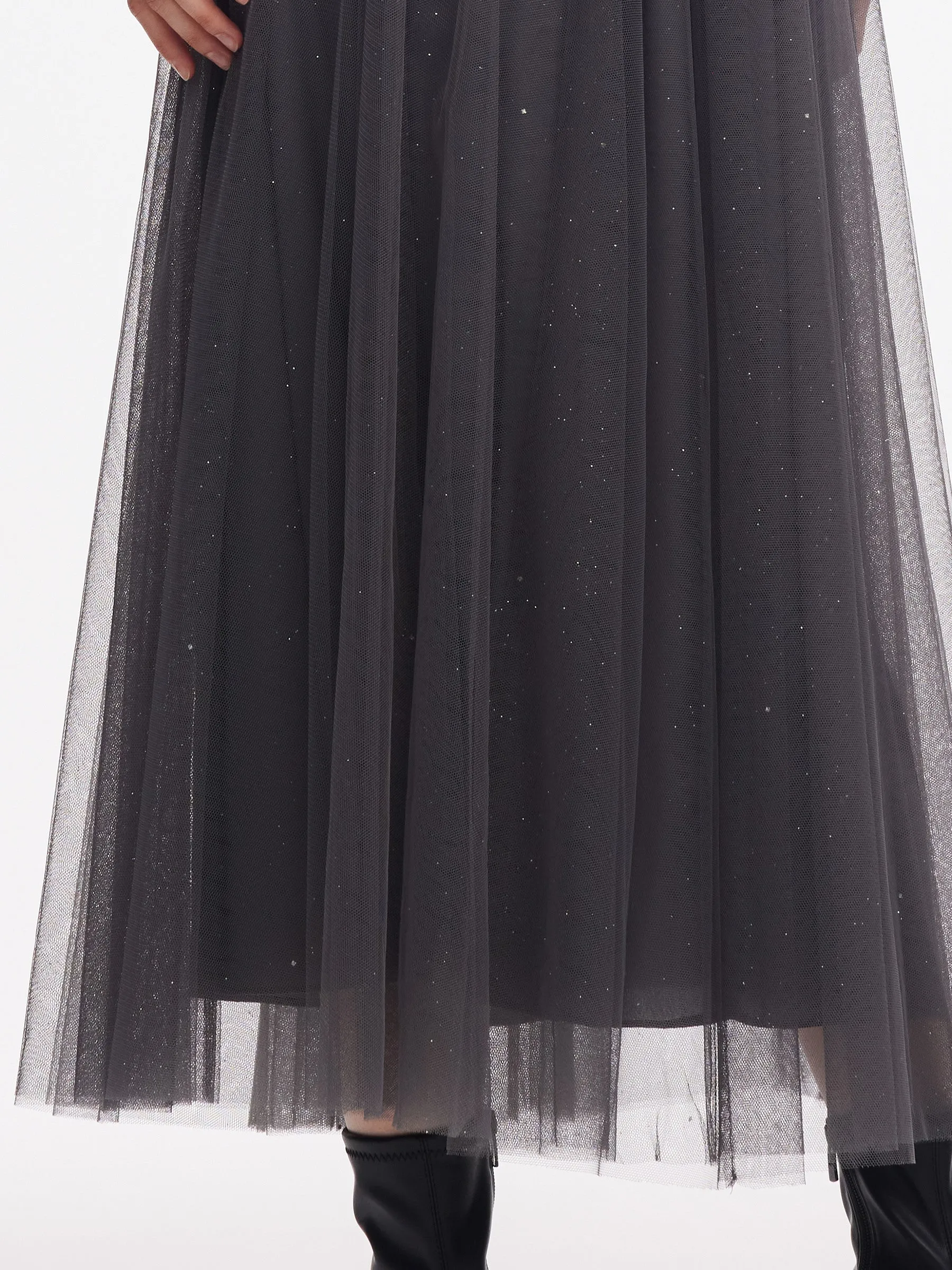 Mesh Elastic Waist Sequins Pleated Women Skirt sold by Goelia product image thumbnail 5
