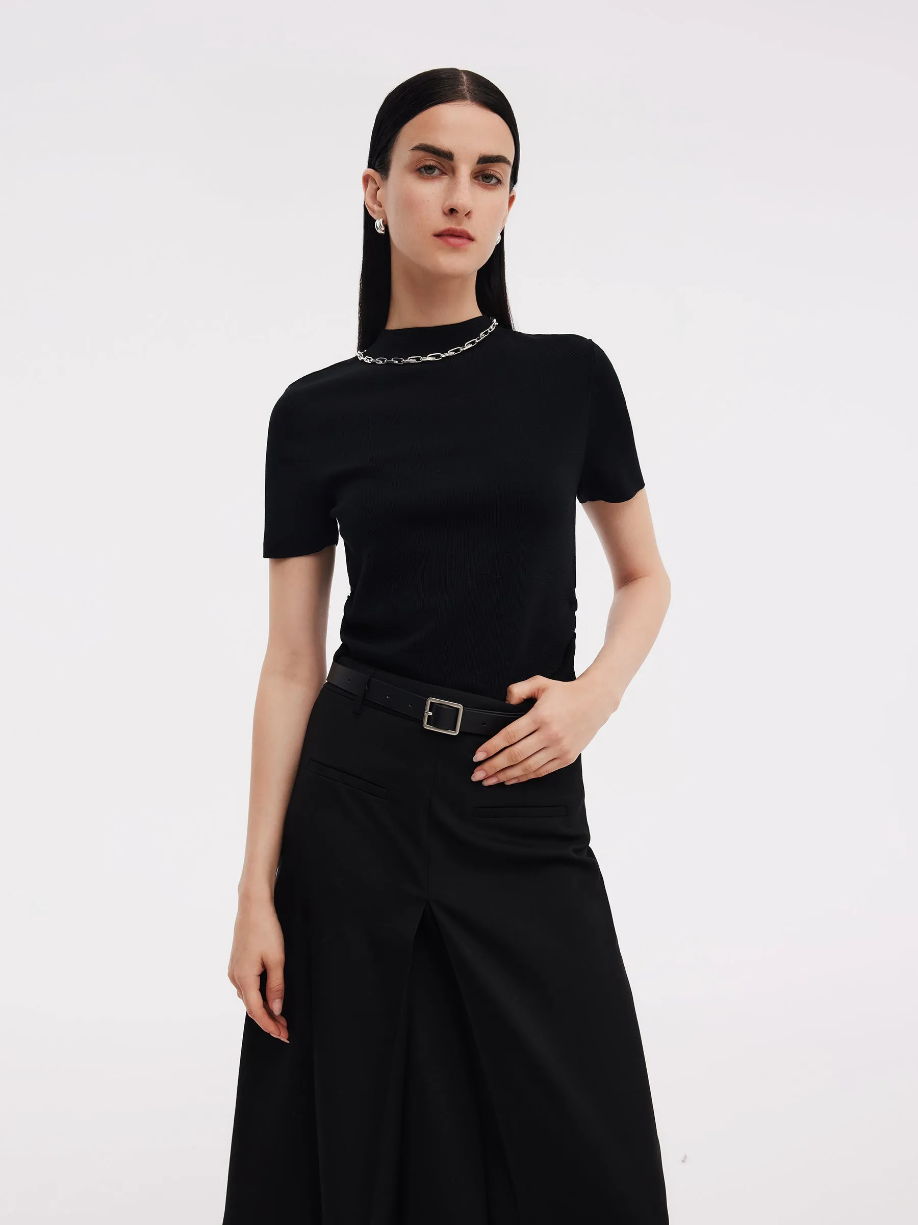 Tencel Acetate Blend Women Side Pleat Knit Top sold by Goelia product image thumbnail 2