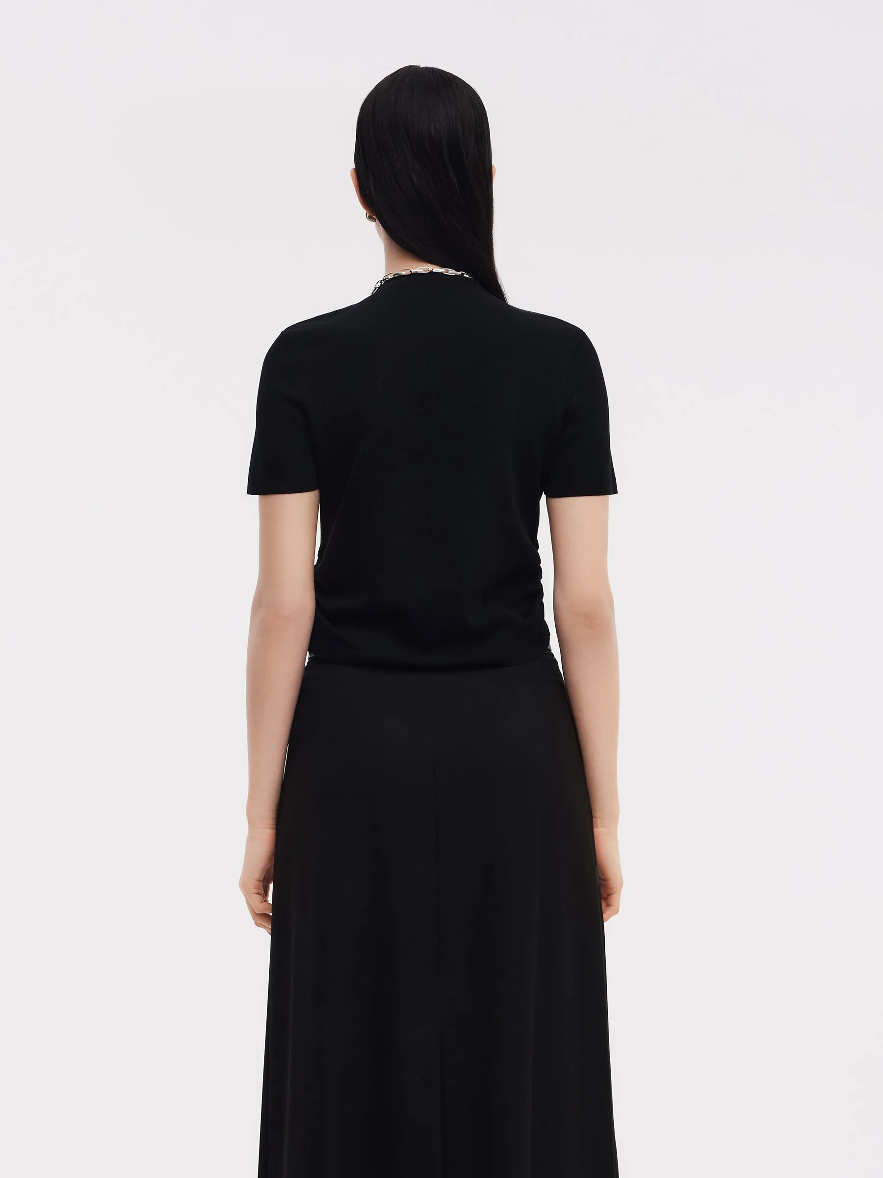Tencel Acetate Blend Women Side Pleat Knit Top sold by Goelia product image thumbnail 4