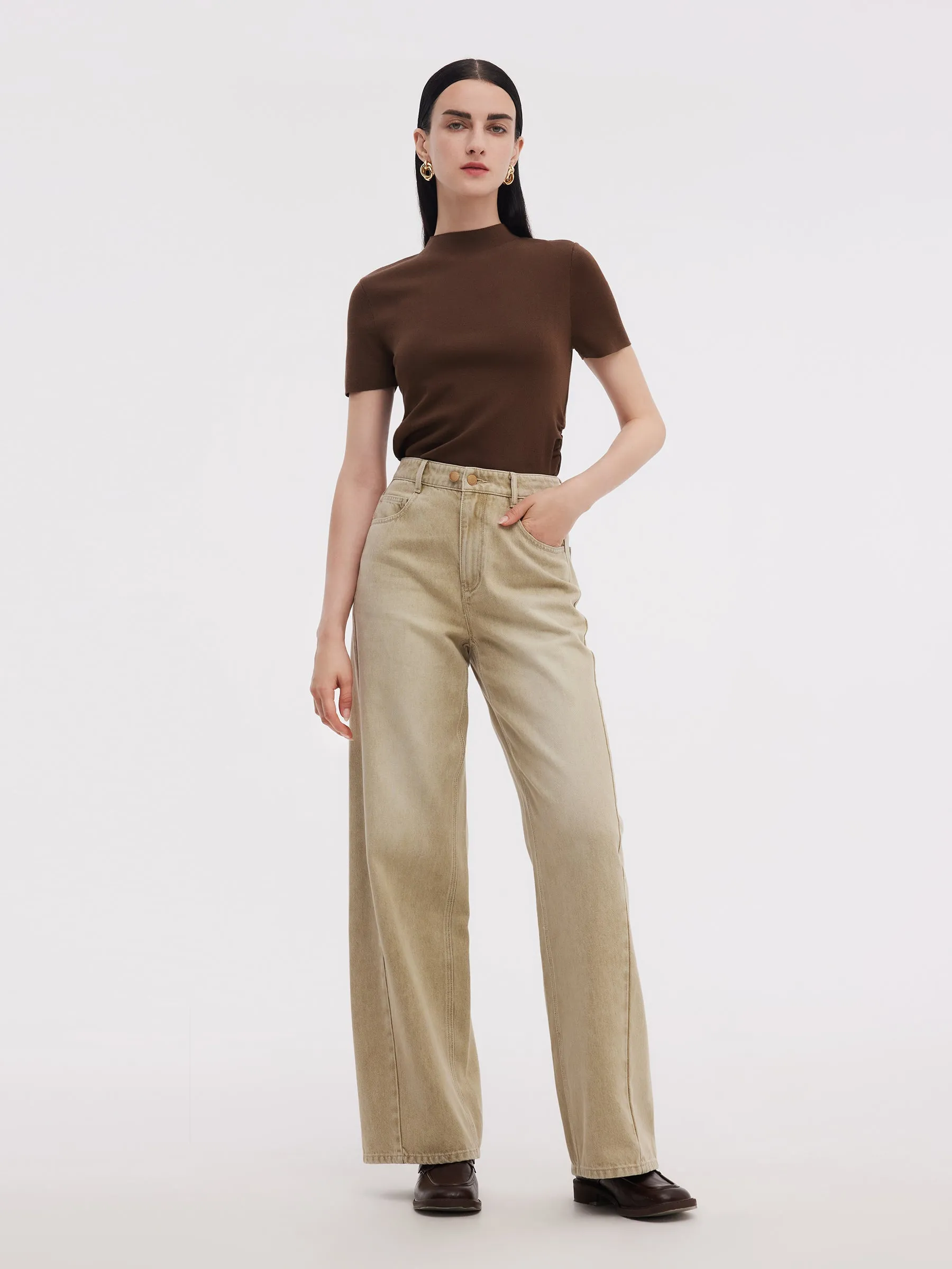 Tencel Acetate Blend Women Side Pleat Knit Top sold by Goelia product image thumbnail 3