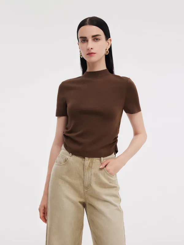 Tencel Acetate Blend Women Side Pleat Knit Top sold by Goelia