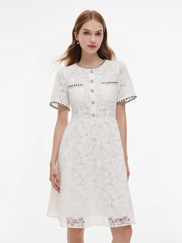 Lace Embroidered Women Mini Dress sold by Goelia