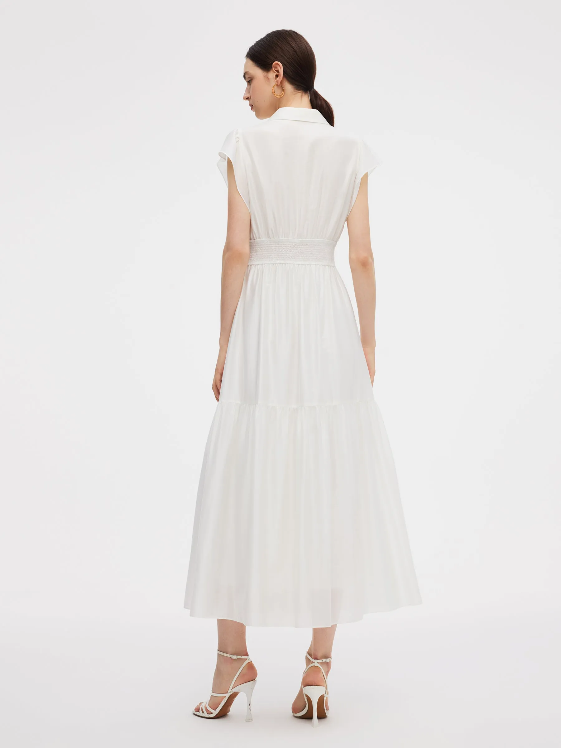 Tencel Blend Women Cap Sleeve Maxi Dress With Ribbon sold by Goelia product image thumbnail 3