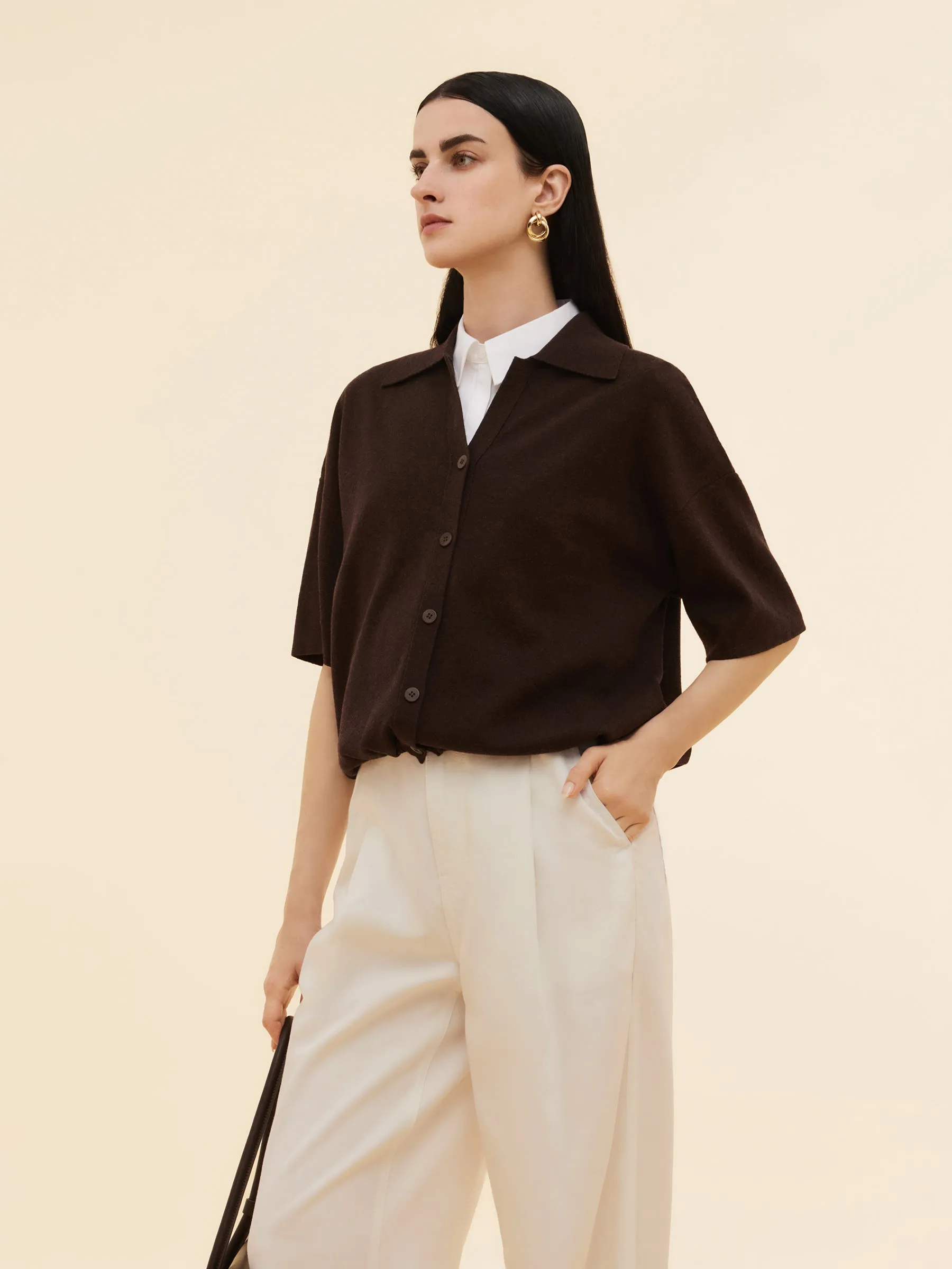 Loose Fit Women Drop Shoulder Shirt Cardigan sold by Goelia product image thumbnail 5