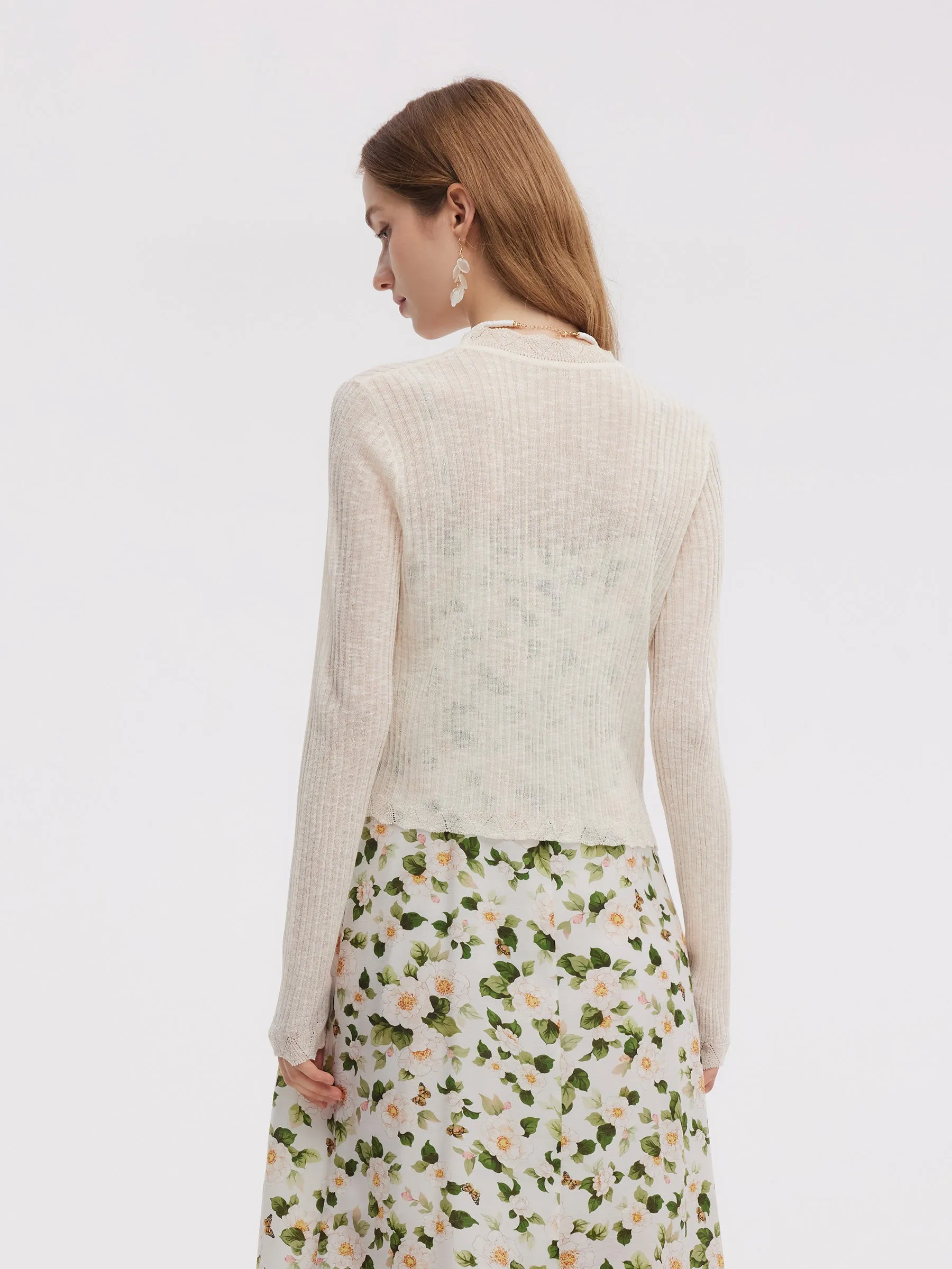 Wavy Trim Tie Front Women Cardigan sold by Goelia product image thumbnail 2