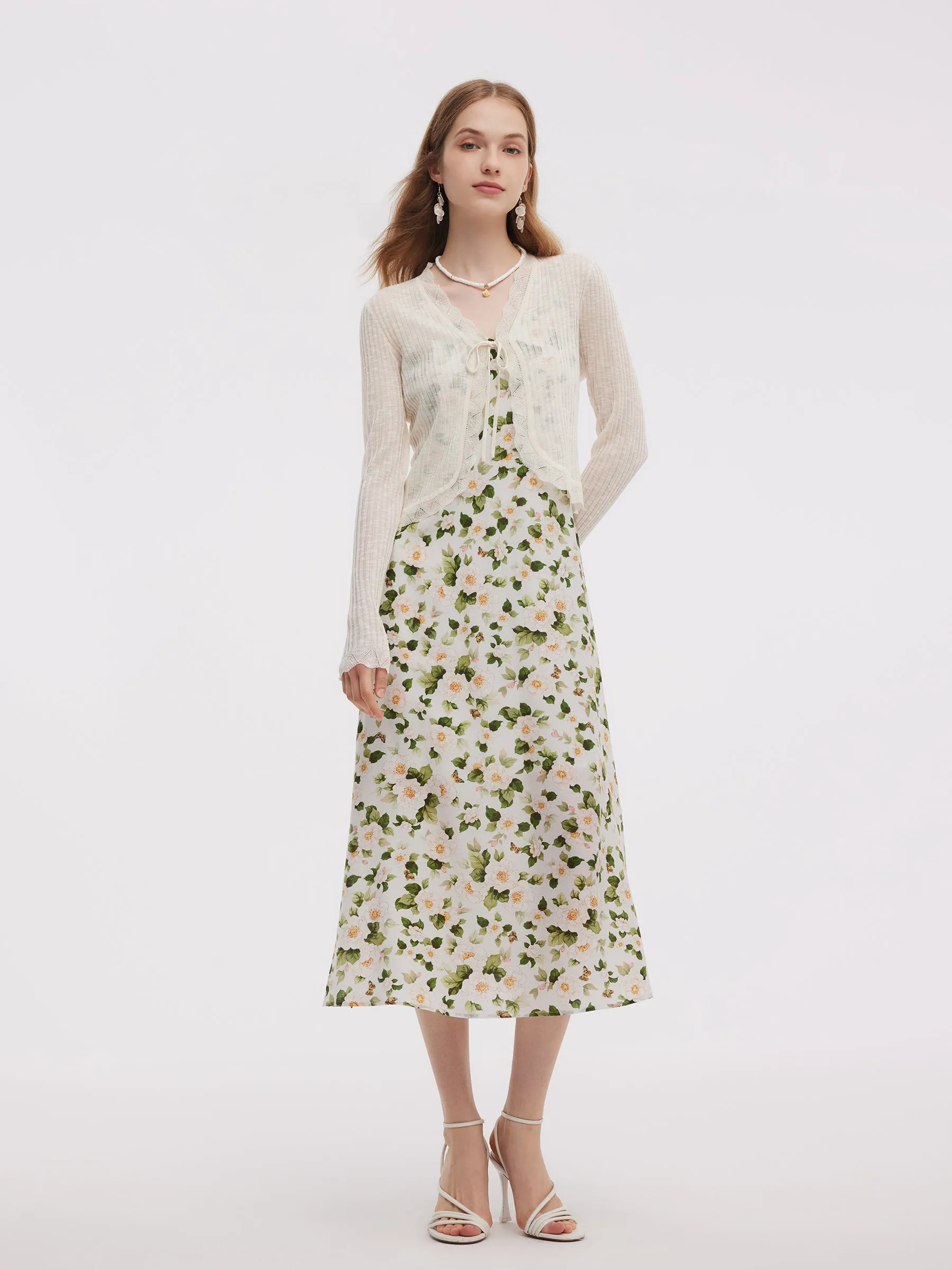 Wavy Trim Tie Front Women Cardigan sold by Goelia product image thumbnail 4