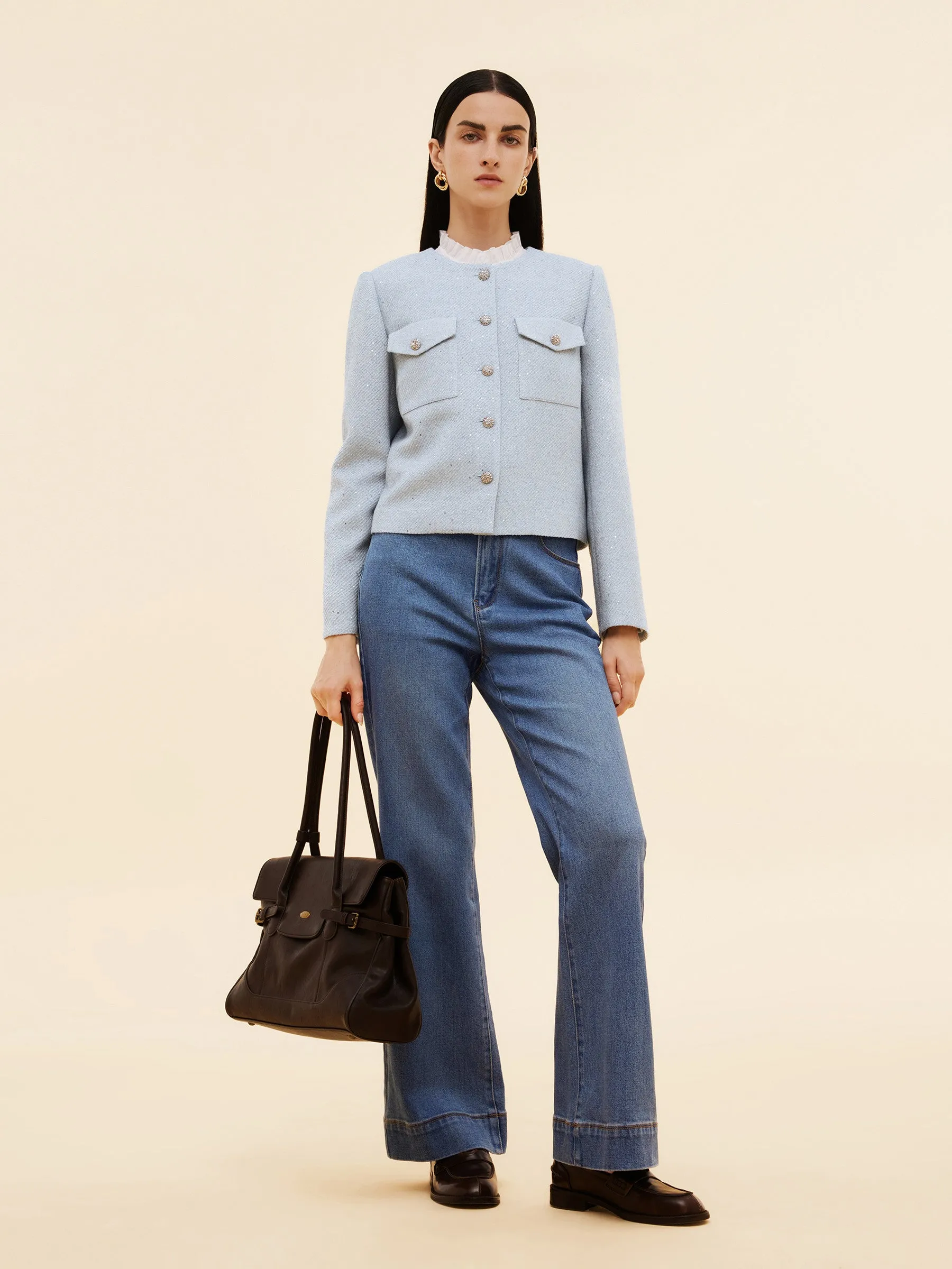 Acetate Blend Sequins Women Crop Jacket sold by Goelia product image thumbnail 3