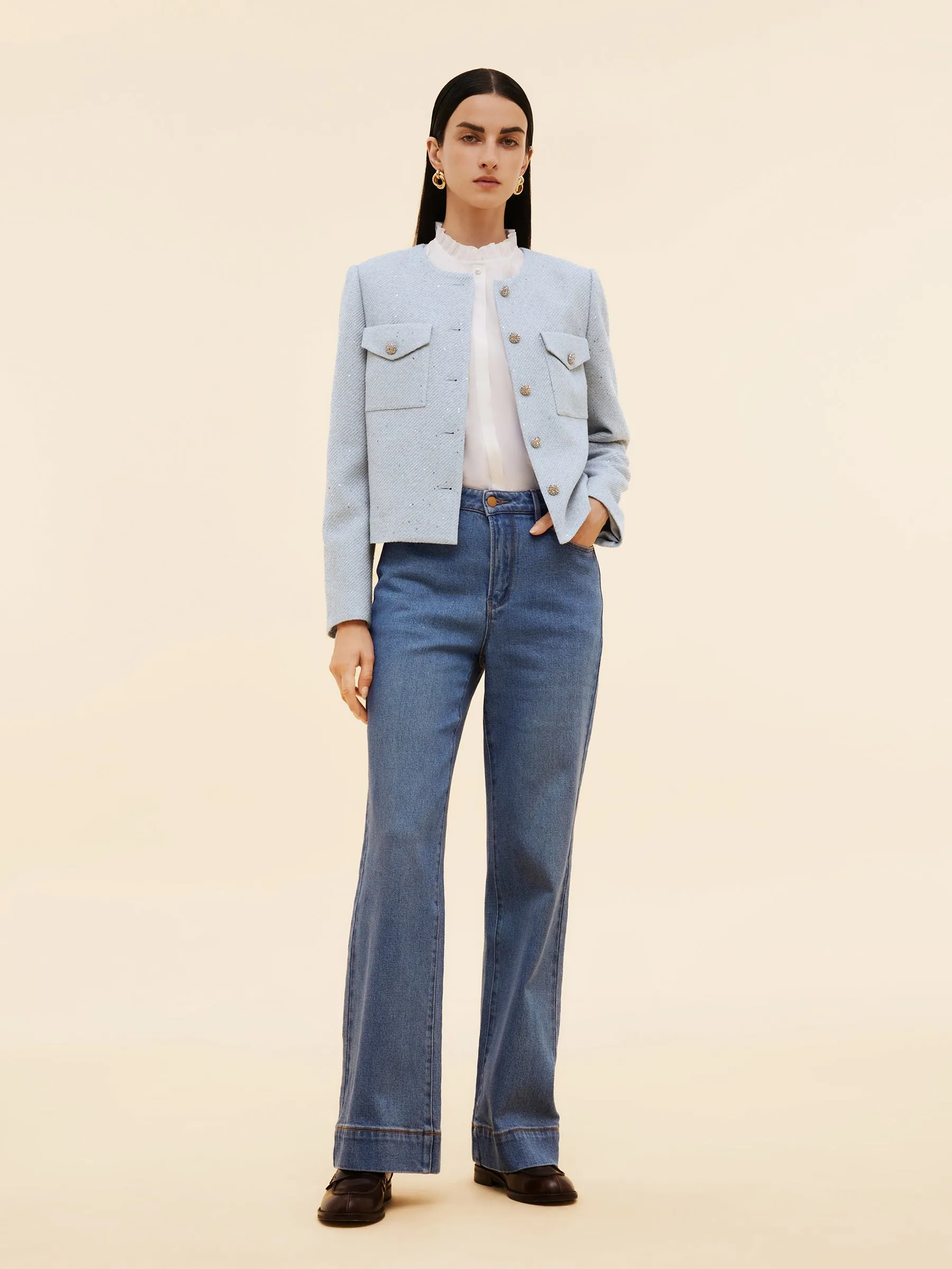 Acetate Blend Sequins Women Crop Jacket sold by Goelia product image thumbnail 2