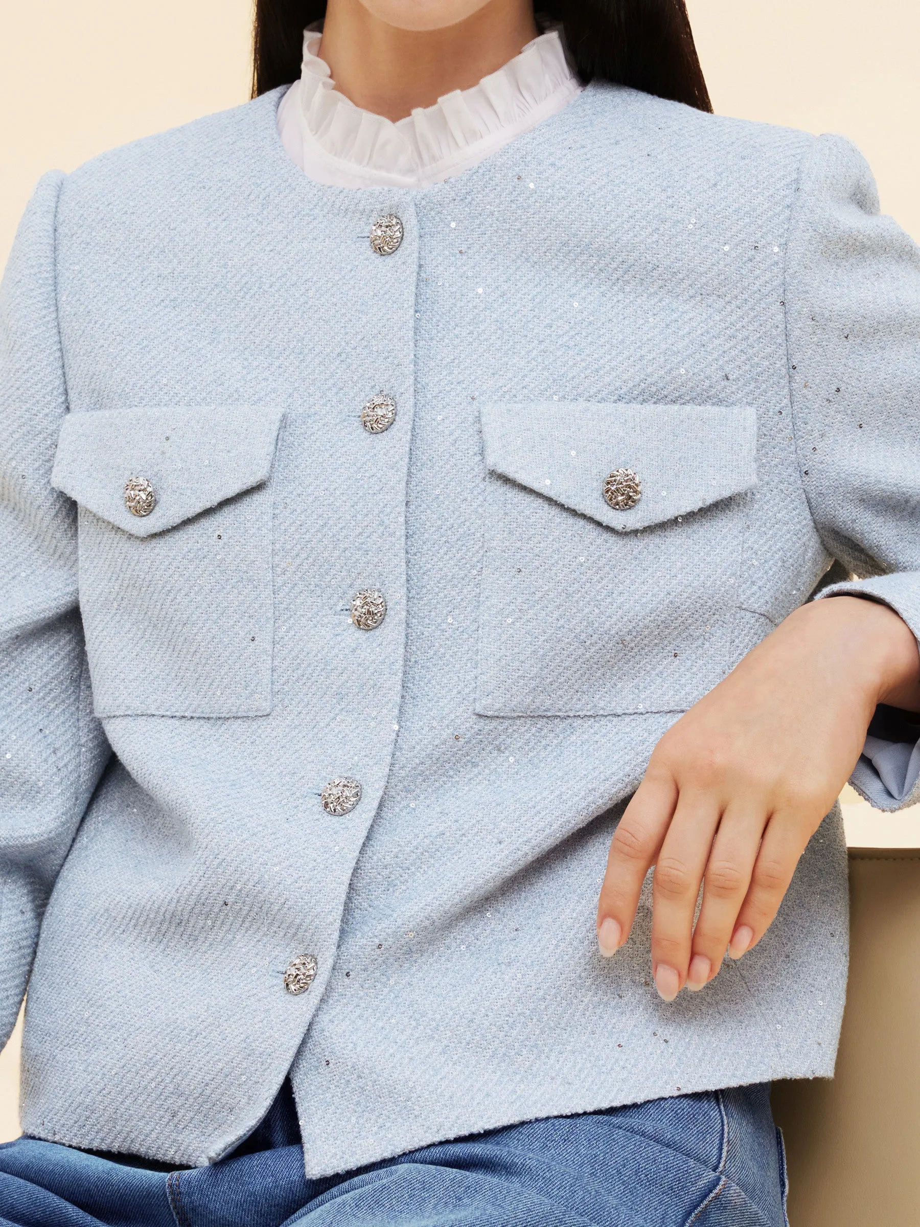 Acetate Blend Sequins Women Crop Jacket sold by Goelia product image thumbnail 5