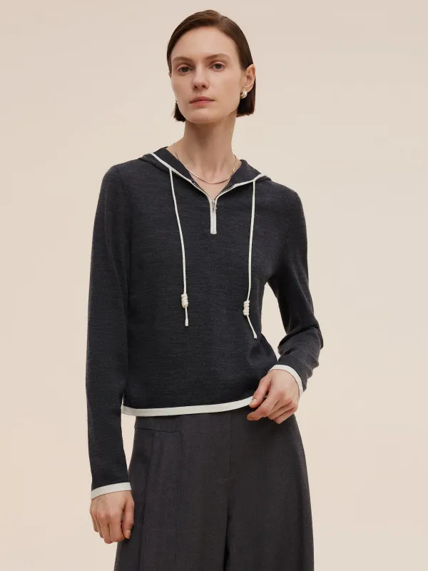 [Preview] Wool Blend Women Half-Zip Hoodie sold by Goelia