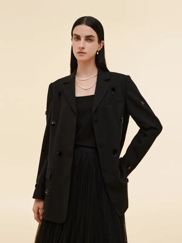 [Preview] 100% Worsted Wool Women Beaded Blazer sold by Goelia