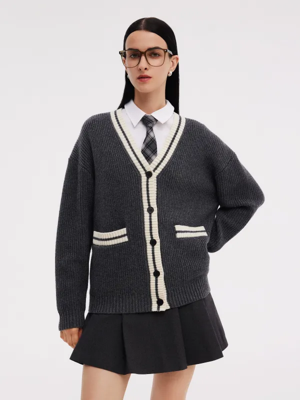 [Preview] Wool Blend Contrast Trim Women Cardigan made by Goelia