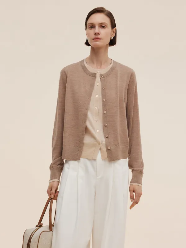 [Preview] 100% Machine Washable Wool Women Mock Layered Cardigan sold by Goelia