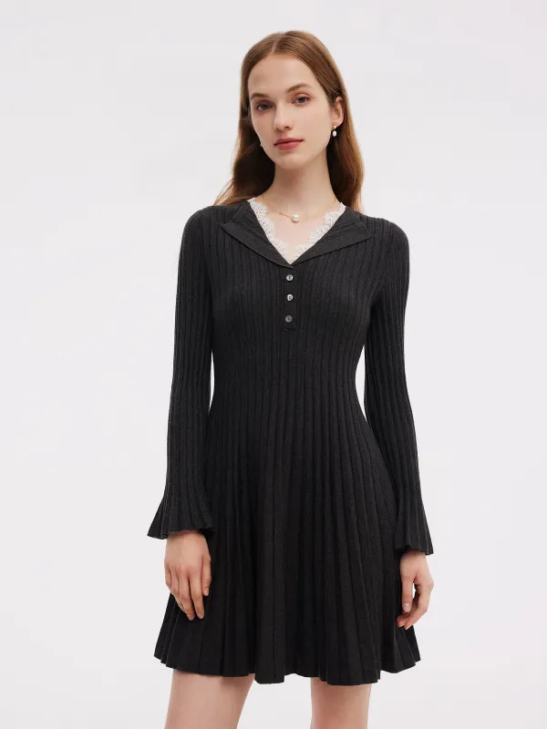 [Preview] Mock Layered Women Flare Sleeve Knit Mini Dress made by Goelia