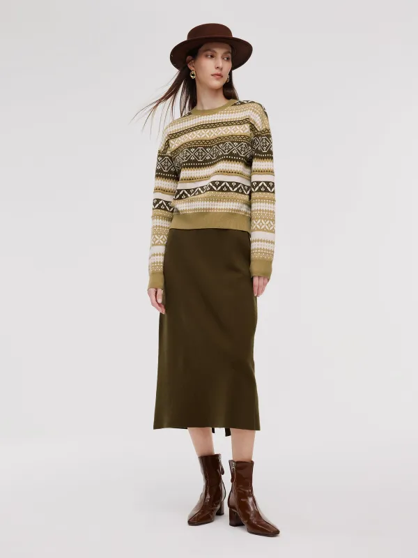 [Preview] Jacquard Knit Top And Skirt Two-Piece Set made by Goelia