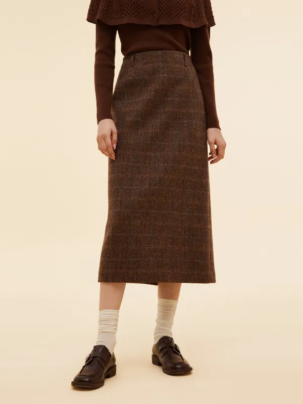 [Preview] 100% Wool Plaid Women Column Skirt sold by Goelia
