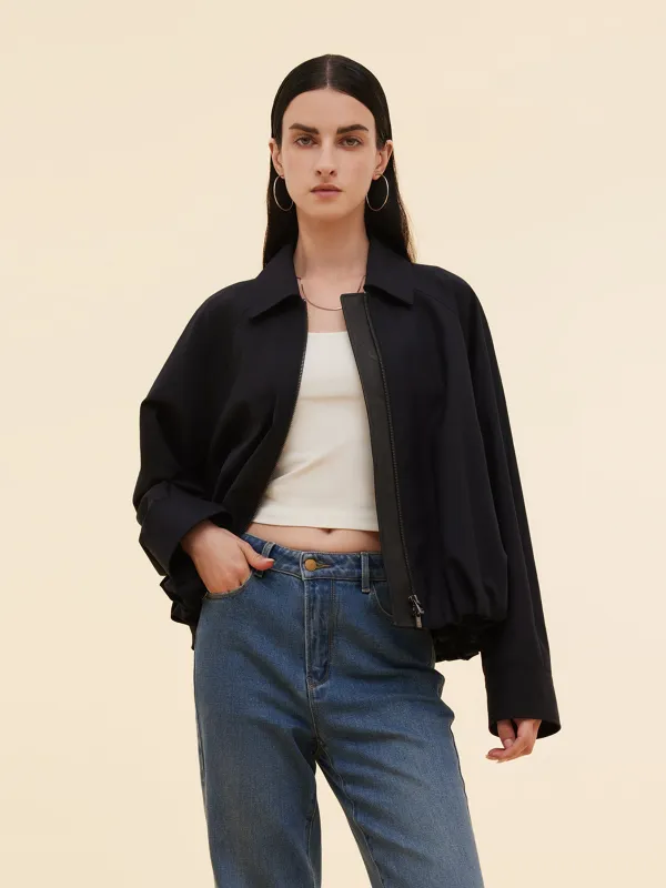 [Preview] Worsted Wool Blend Women Zip-Up Jacket sold by Goelia