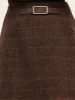 [Preview] 100% Wool Plaid Women Skirt With Leather Belt sold by Goelia