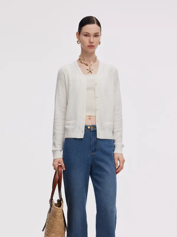 [Preview] Jacquard Women V-Neck Cardigan sold by Goelia