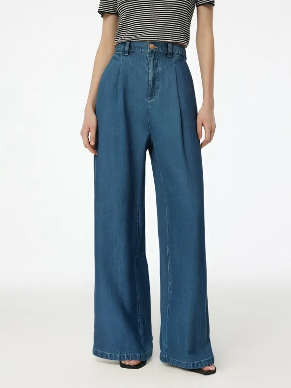 [Preview] 100% Tencel Denim Elastic Waist Women Full Length Jeans sold by Goelia