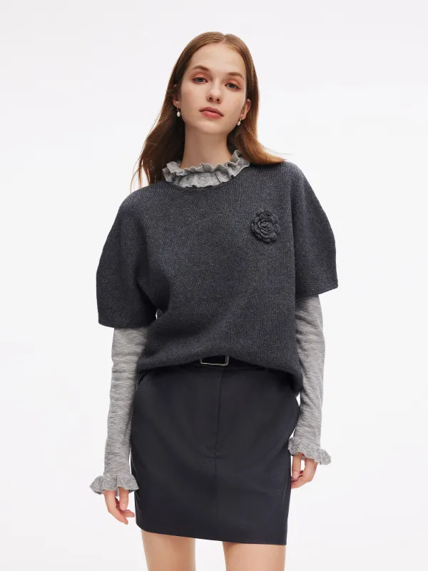 [Preview] Wool Blend Women Knit Top With Detachable Brooch sold by Goelia