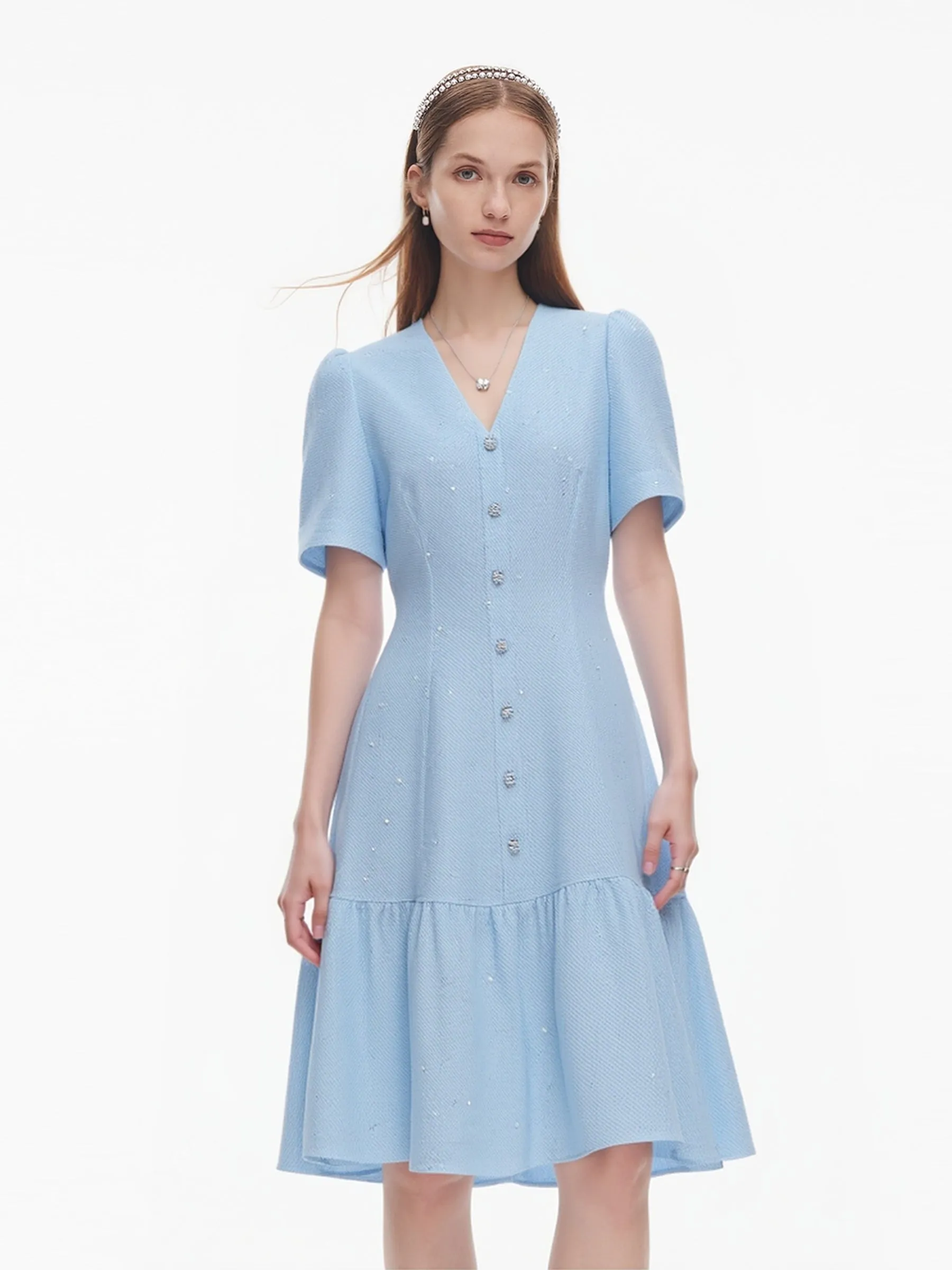 Acetate Blend Tweed Sequins Women Mini Dress sold by Goelia