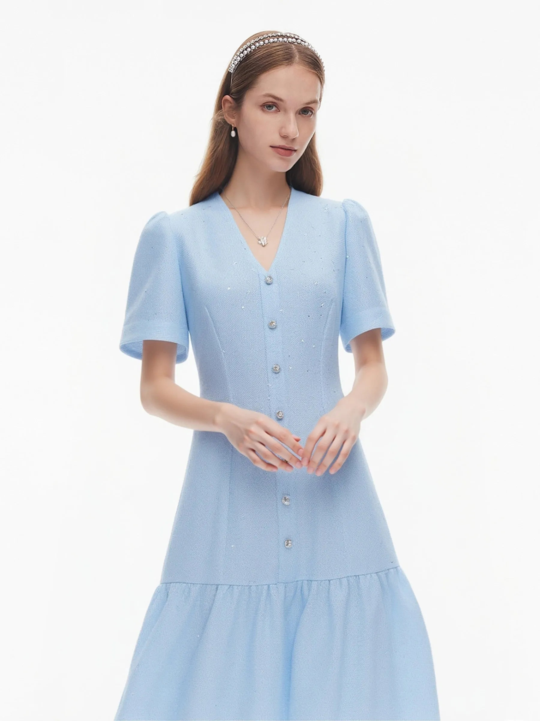 Acetate Blend Tweed Sequins Women Mini Dress sold by Goelia product image thumbnail 4