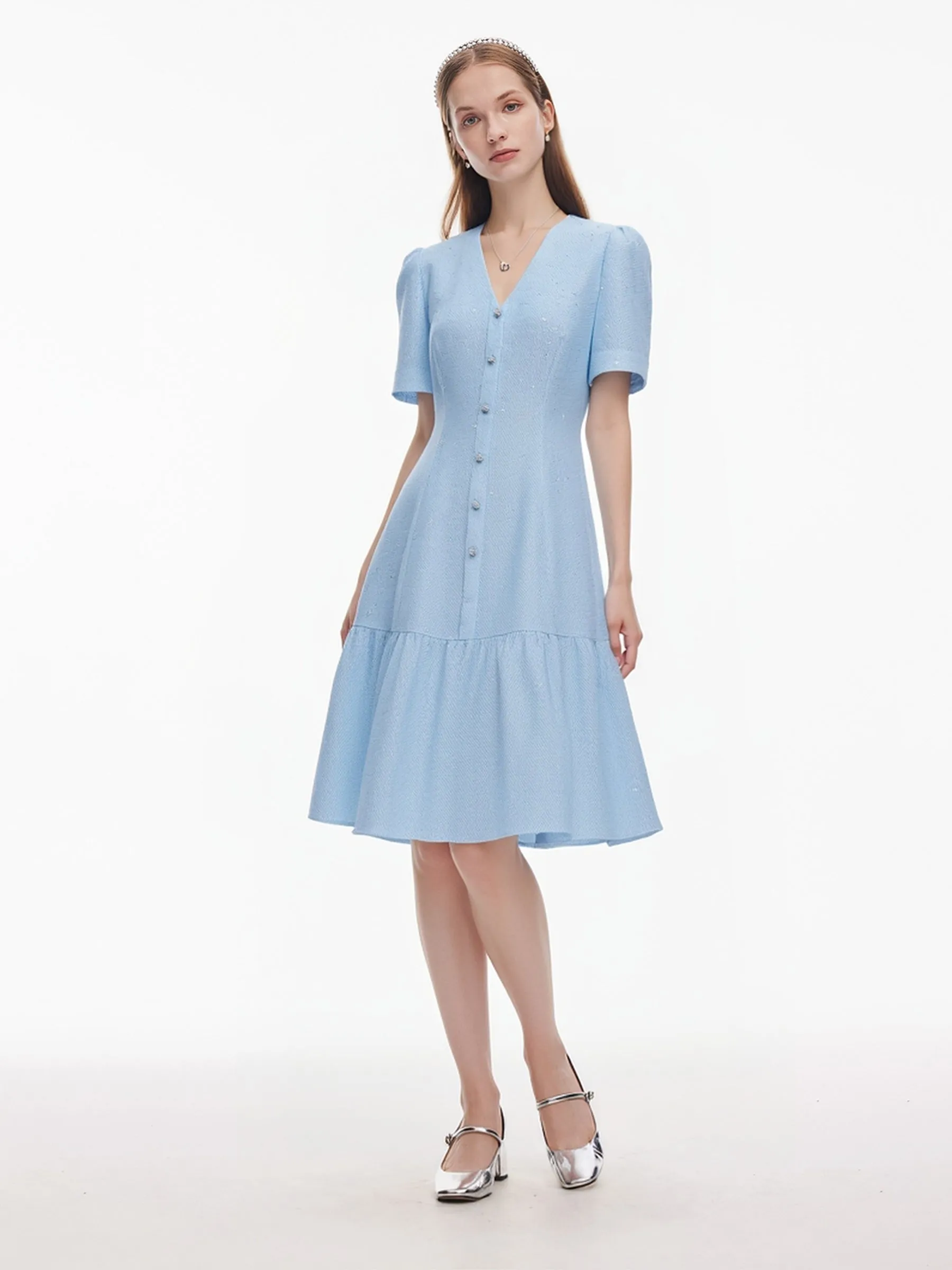 Acetate Blend Tweed Sequins Women Mini Dress sold by Goelia product image thumbnail 2