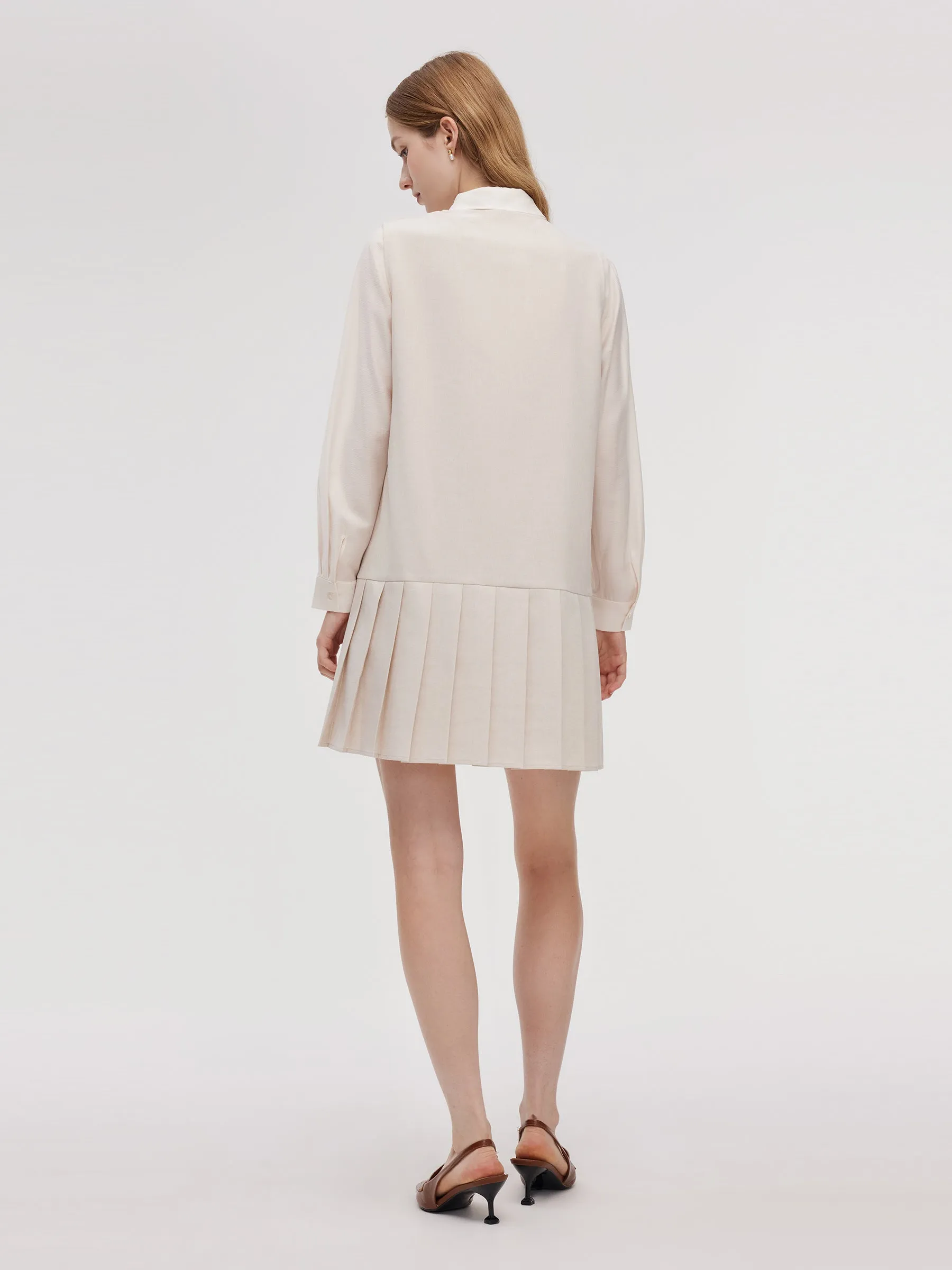 Pleated Sleeveless Mini Dress And Shirt Two-Piece Set With Ribbon sold by Goelia product image thumbnail 3