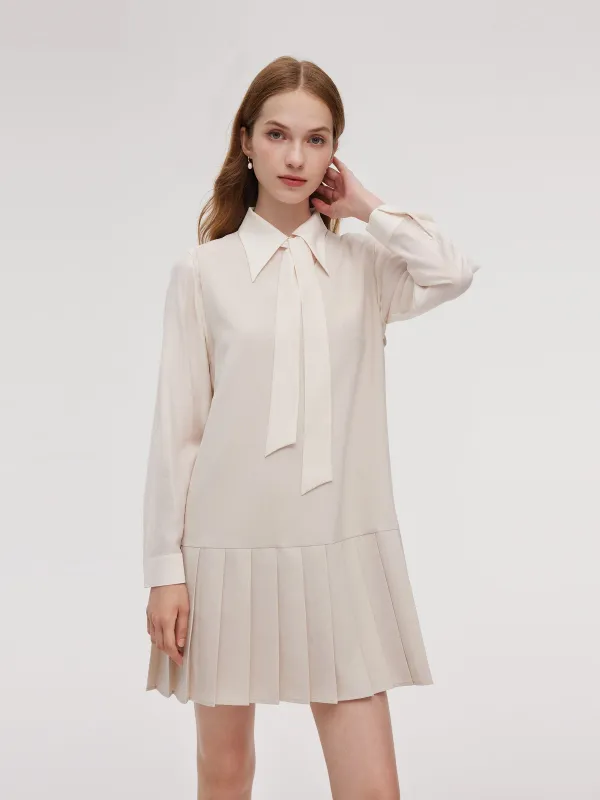 Pleated Sleeveless Mini Dress And Shirt Two-Piece Set With Ribbon sold by Goelia