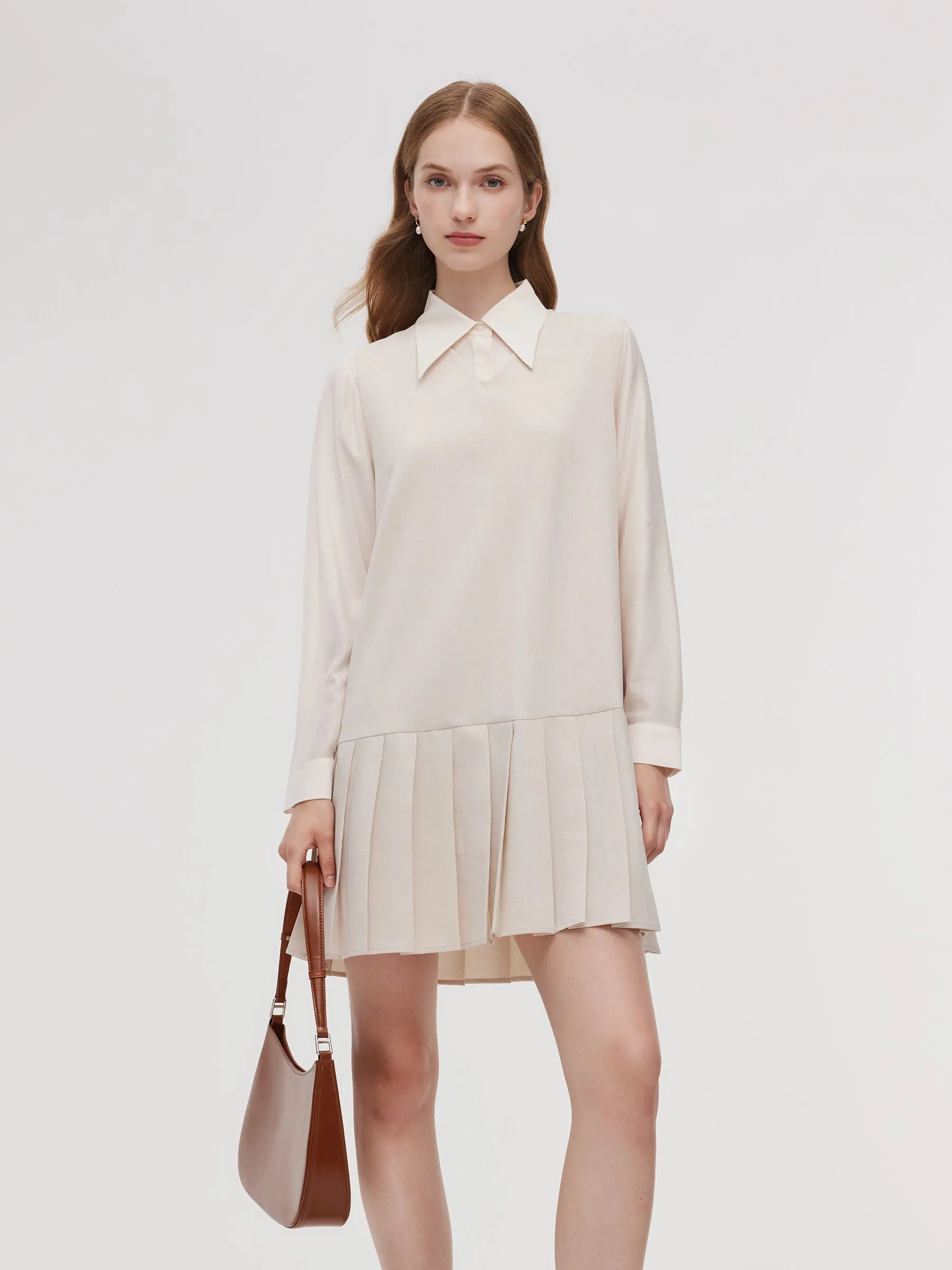 Pleated Sleeveless Mini Dress And Shirt Two-Piece Set With Ribbon sold by Goelia product image thumbnail 5