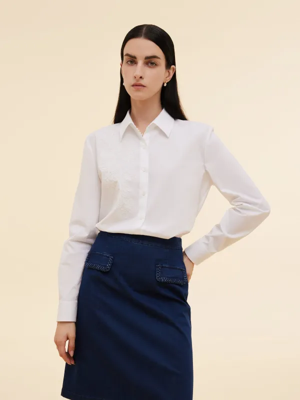 Embroidered Women Long Sleeve Shirt sold by Goelia