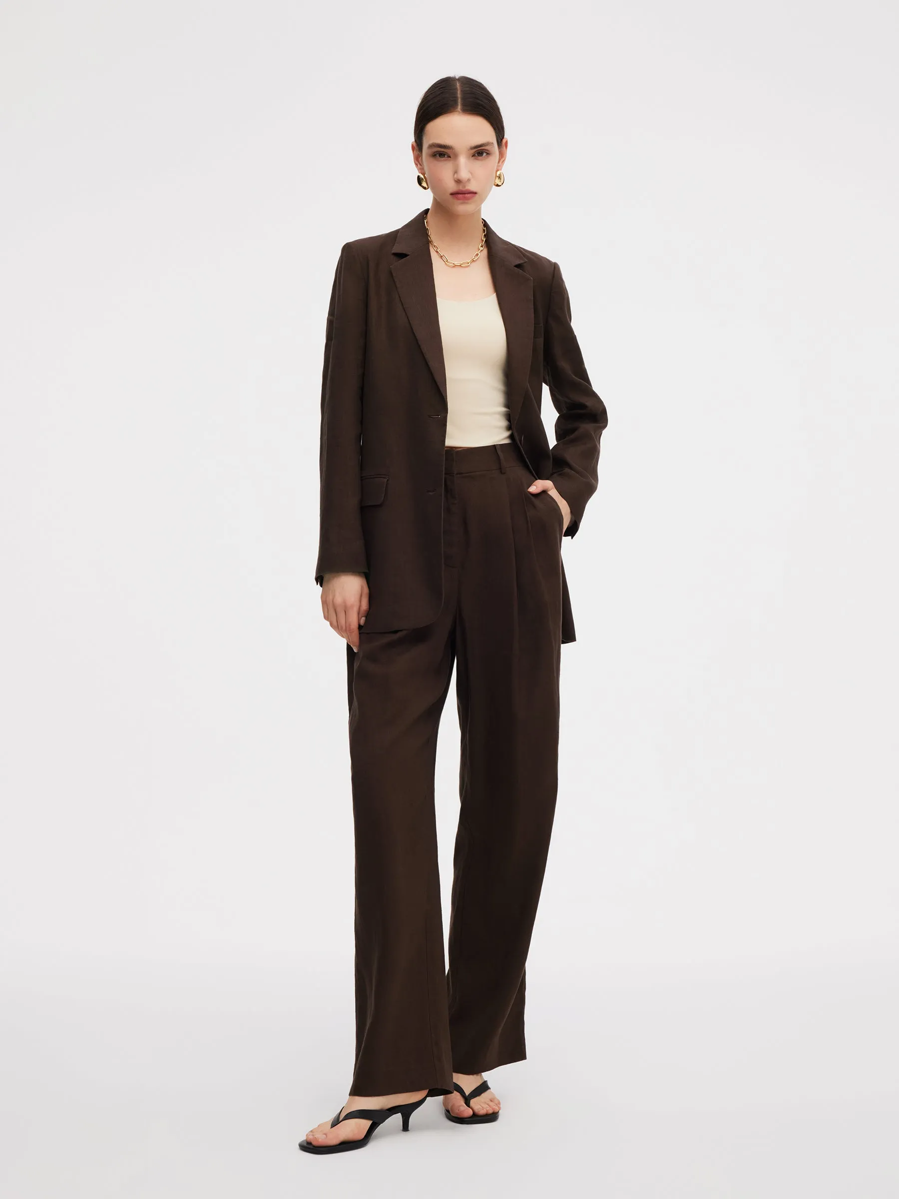 100% Linen Women Loose Fit Blazer sold by Goelia product image thumbnail 2