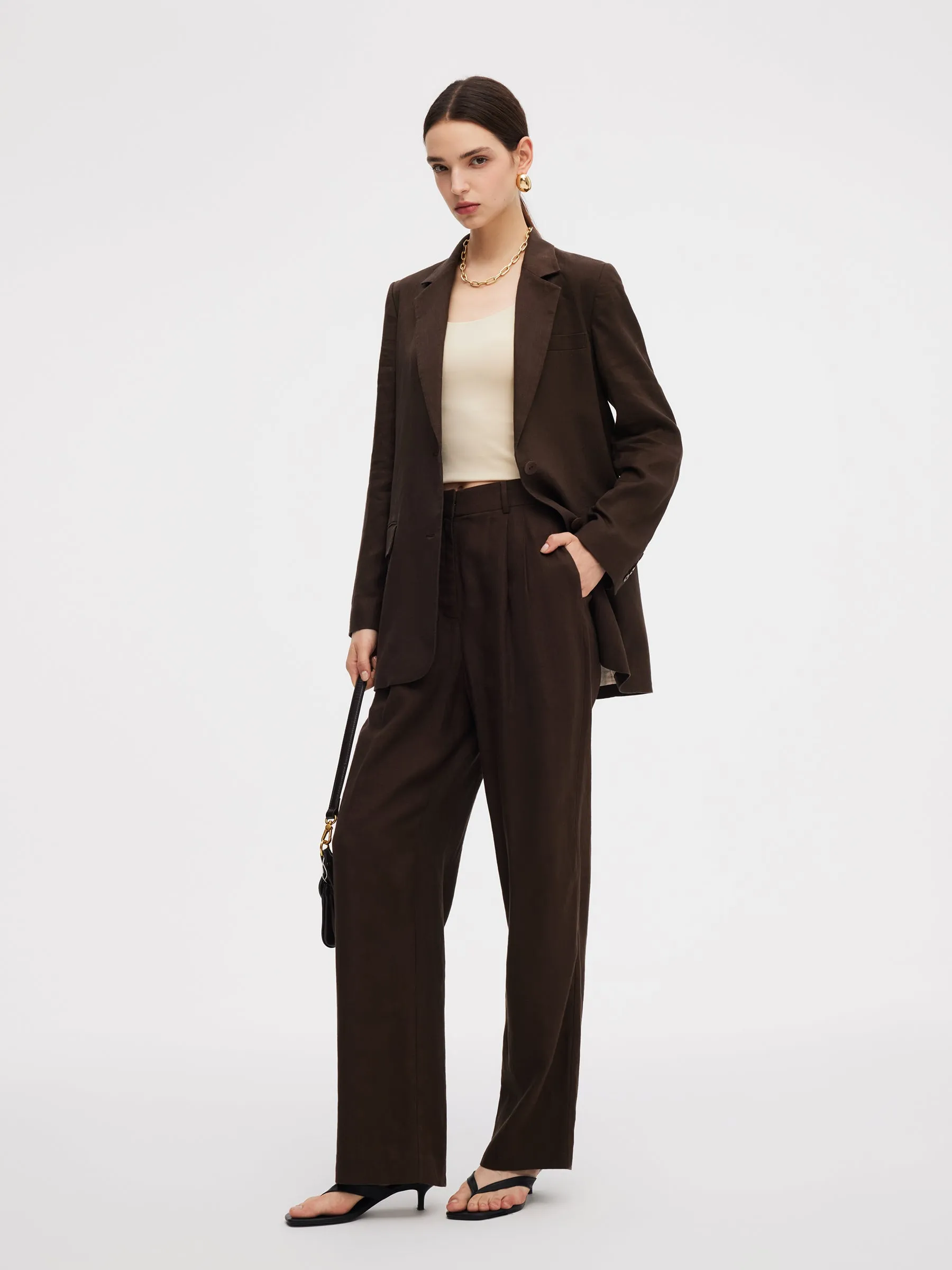 100% Linen Women Loose Fit Blazer sold by Goelia product image thumbnail 3