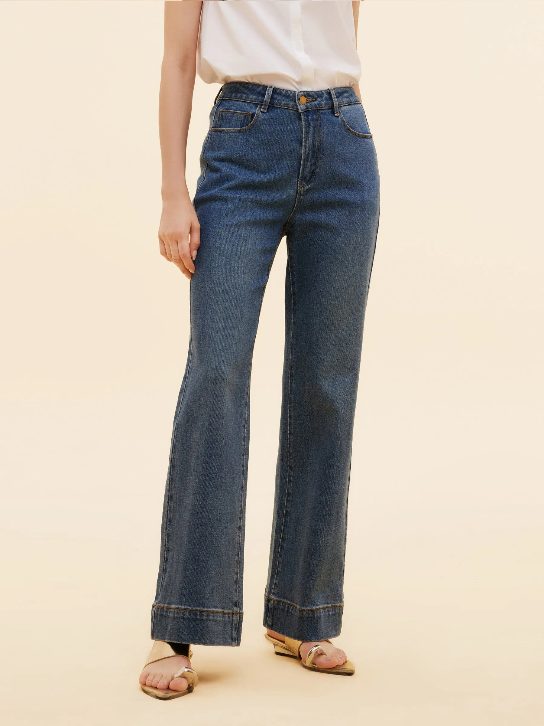 Cotton Denim Stretch Women High Waisted Jeans sold by Goelia