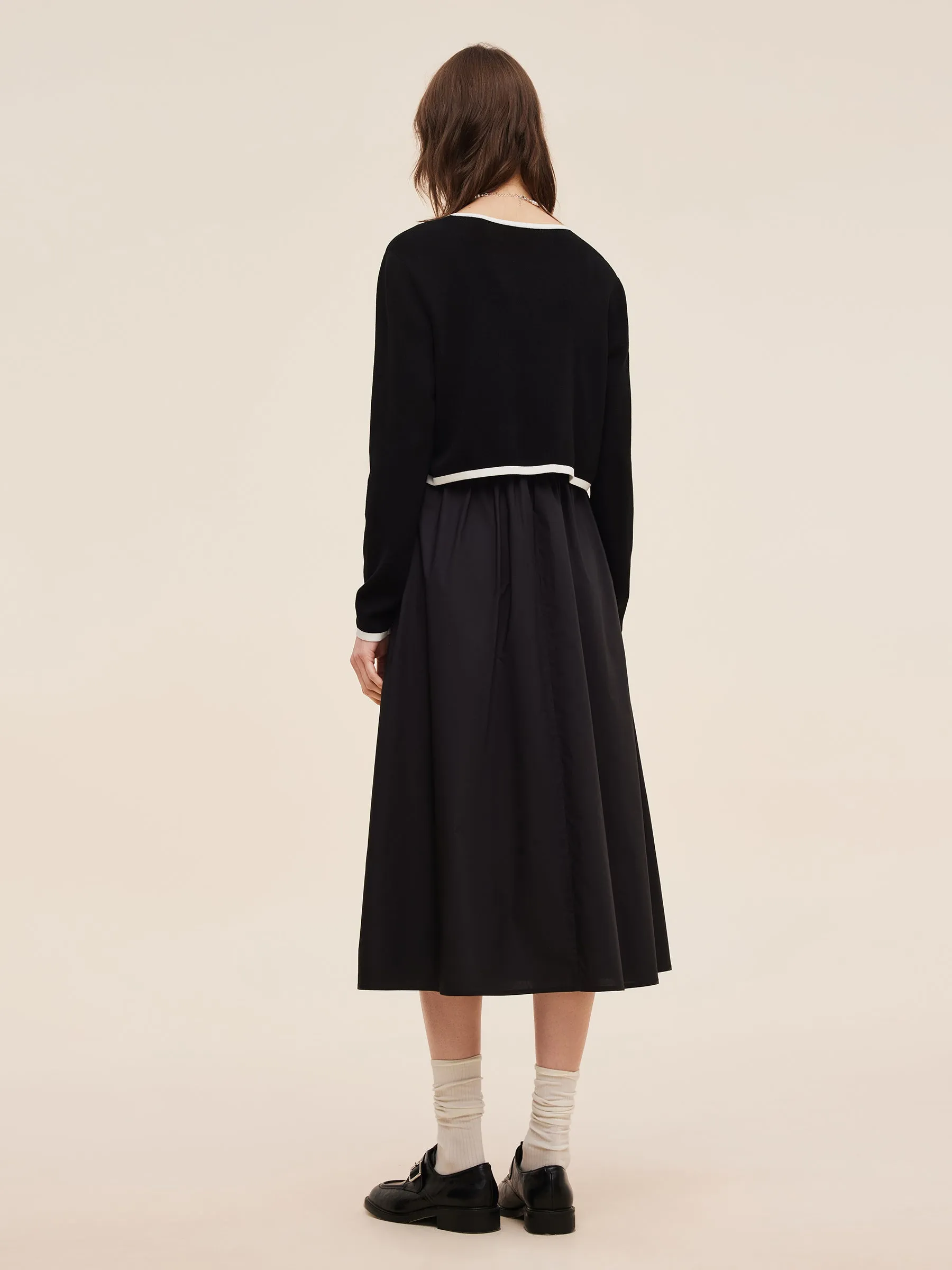 Lyocell Blend Cardigan And Patchwork Strap Maxi Dress Two-Piece Set sold by Goelia product image thumbnail 4