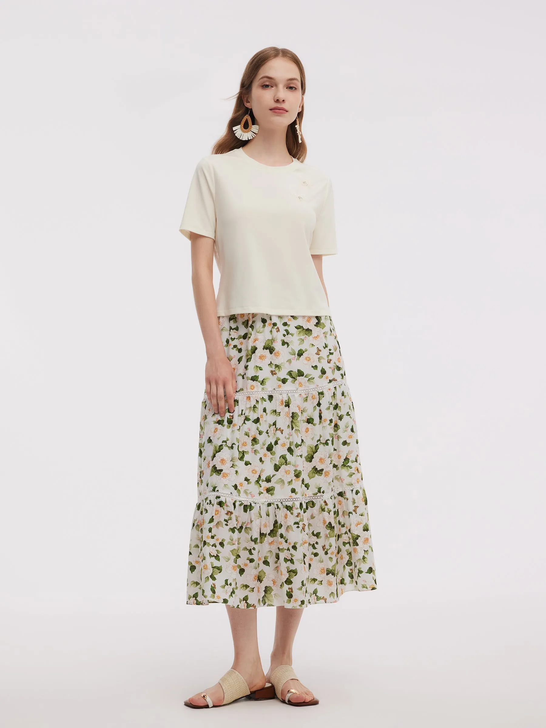 Tencel Blend Butterfly Sequin Embroidered Women T-Shirt sold by Goelia product image thumbnail 3