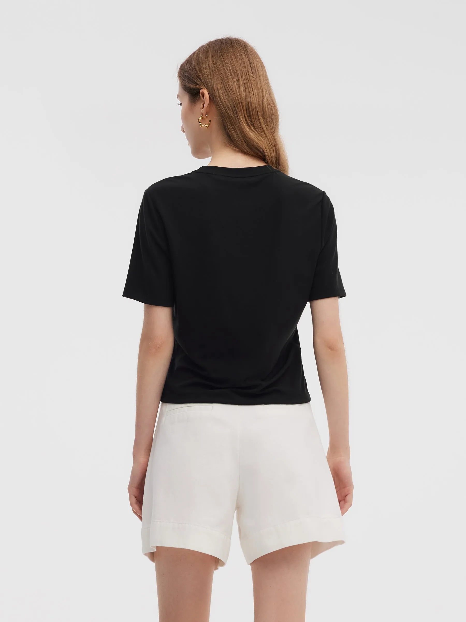 Tencel Blend Butterfly Sequin Embroidered Women T-Shirt sold by Goelia product image thumbnail 5