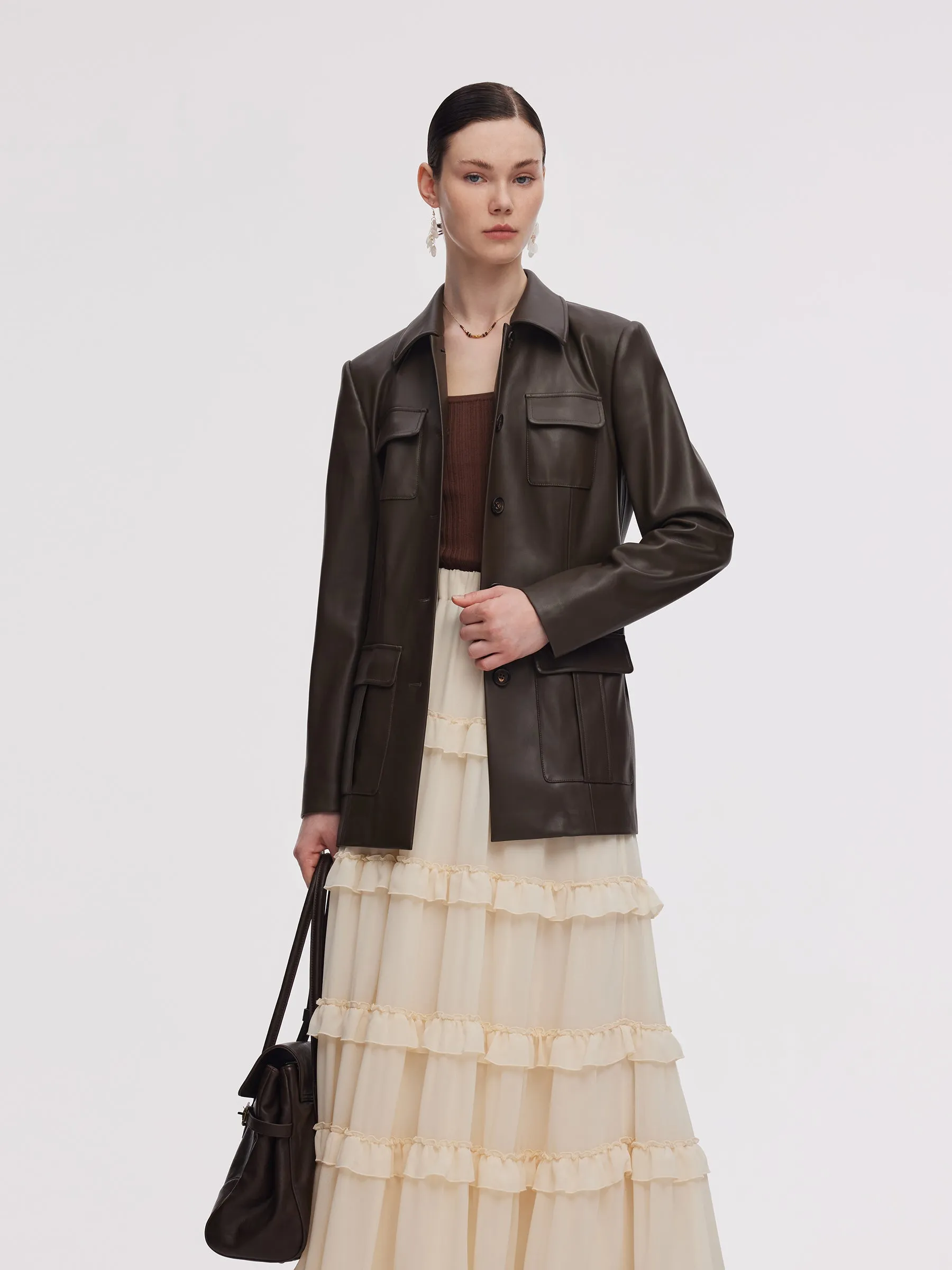 PU Leather Women Self-Tie Belt Jacket sold by Goelia product image thumbnail 4